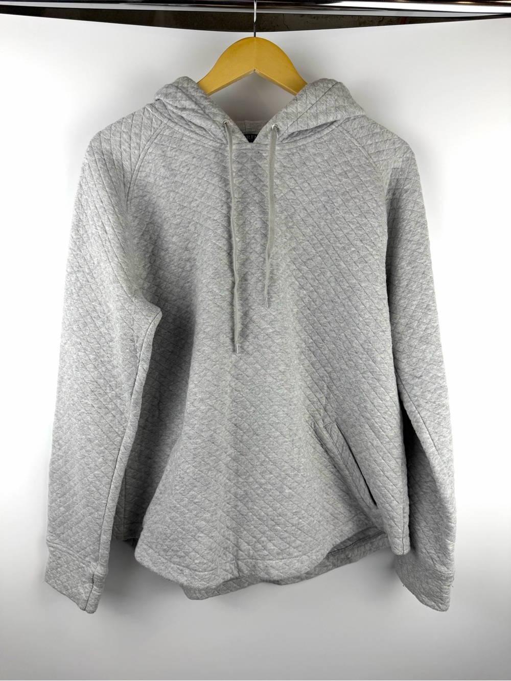 Lauren Ralph Lauren Grey Quilted Hoodie Diamond Stitch Pullover Sz L